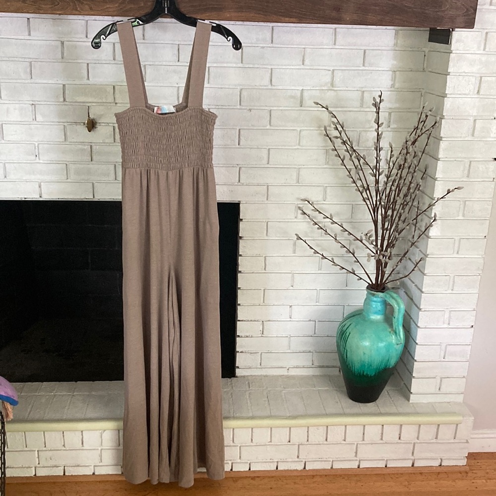 Free People Beach tan jumpsuit . Barely worn, so comfy!
